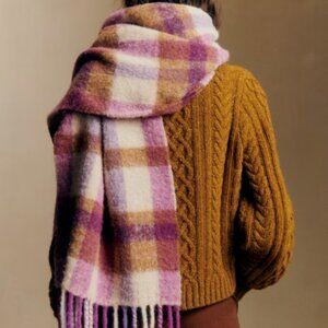 Sézane NWT Louise Scarf in Pink, Rose, and Ecru